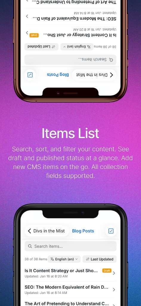 Flow To-Go item list