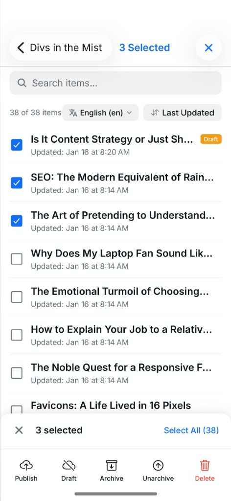 Filtering, sorting, and multi-selecting CMS items in Flow To-Go